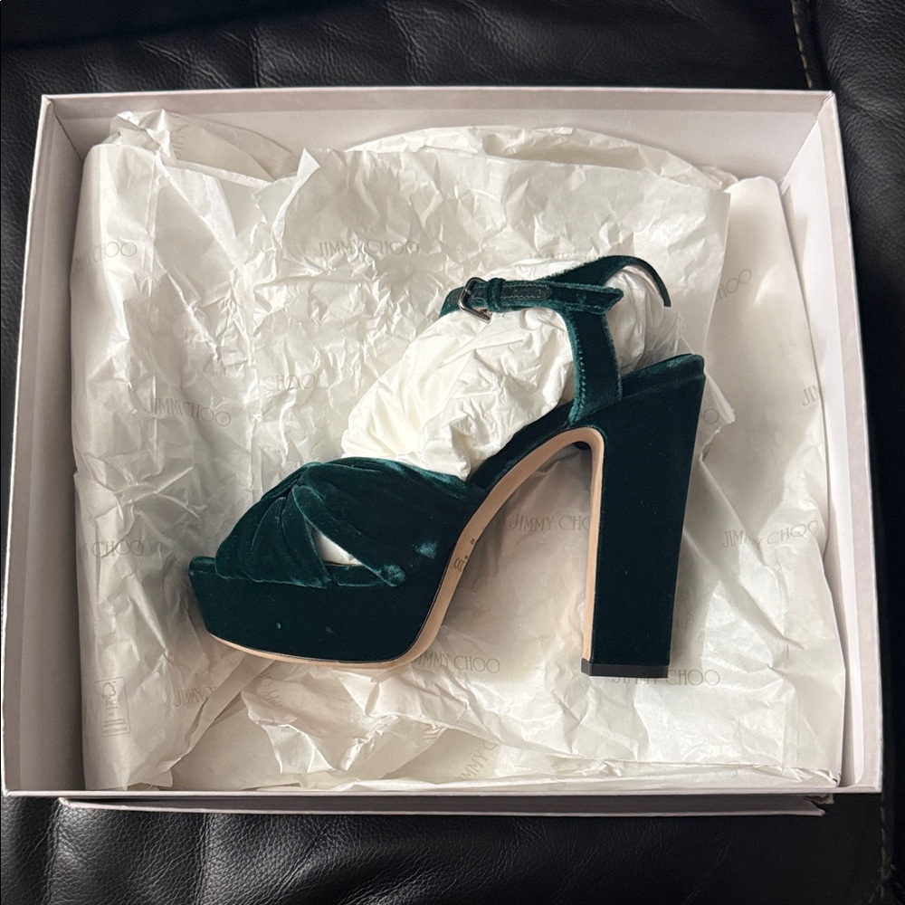 Jimmy Choo Green Velvet Women's Heels